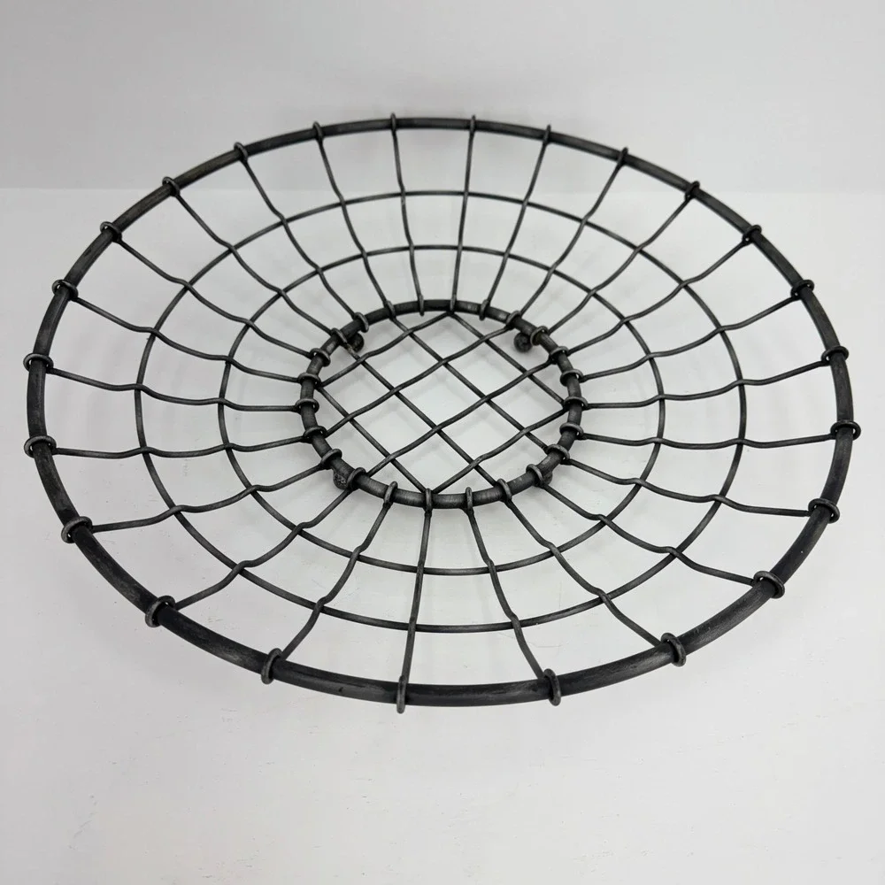 Unbranded Wire Basket Home Decor OS Gray Good Industrial Footed Shallow Bowl